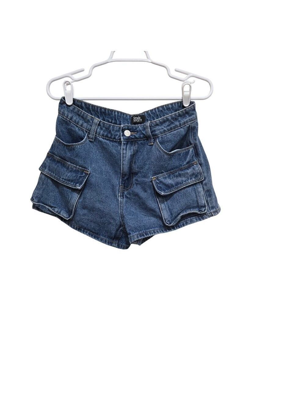 Simple Society Y2K Cargo Pocket Denim Shorts Size 5 27